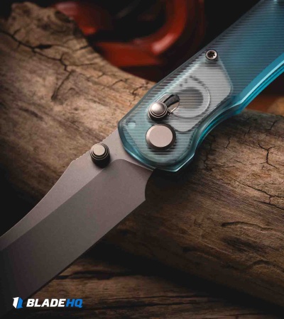 GEO Knife Komodo Crossbar Lock Knife Blue Acrylic (3.1" SW S90V)
